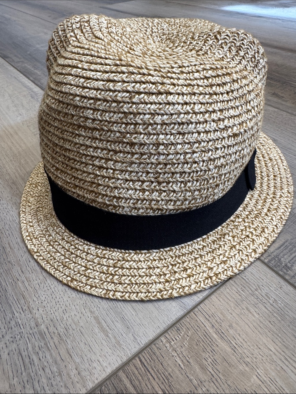Straw Fedora with Black Band - Natural
